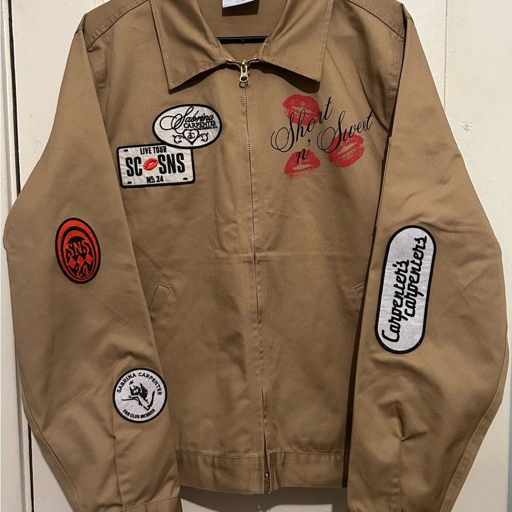 Sabrina Carpenter Short n' Sweet Tour  VIP Jacket Khaki With Patches Size Large